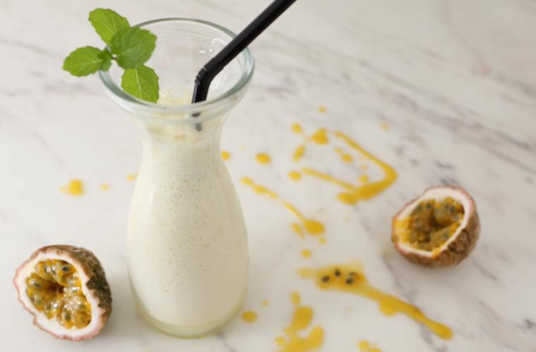 Passion fruit & banana milk shake